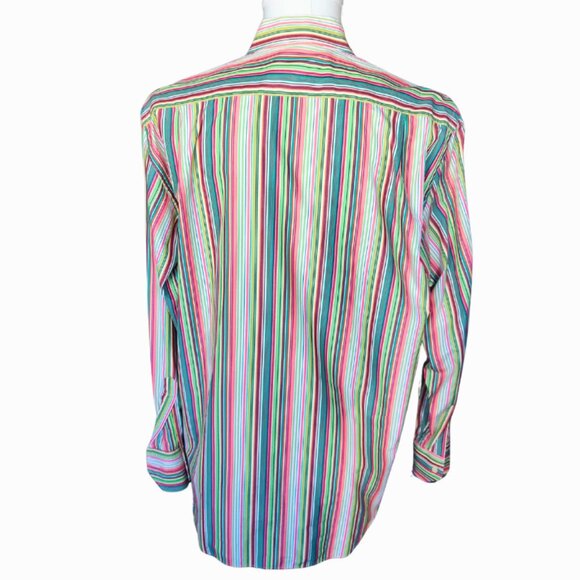 ETRO Milano SZ 39 Multi Colour Striped Men's Button Up Shirt - Picture 4 of 13